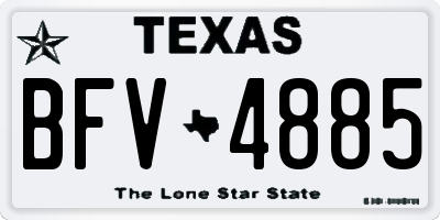 TX license plate BFV4885