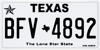 TX license plate BFV4892