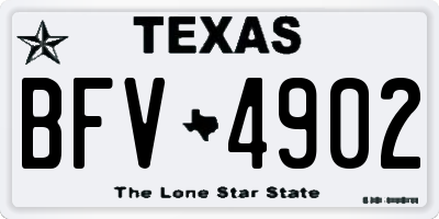 TX license plate BFV4902