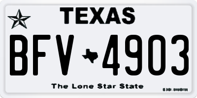 TX license plate BFV4903