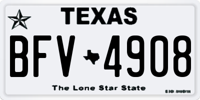 TX license plate BFV4908