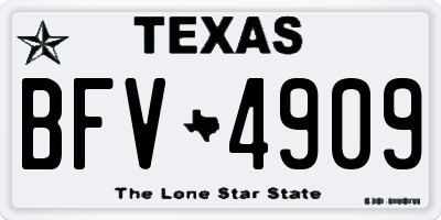 TX license plate BFV4909