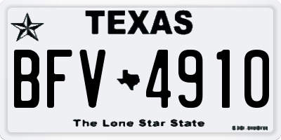 TX license plate BFV4910