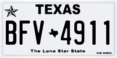 TX license plate BFV4911