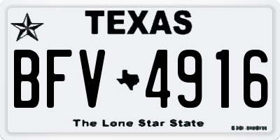 TX license plate BFV4916