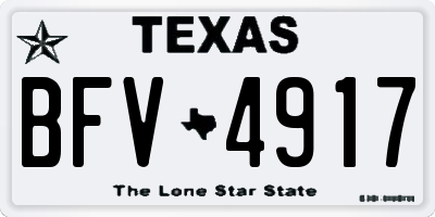 TX license plate BFV4917