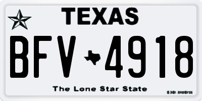 TX license plate BFV4918