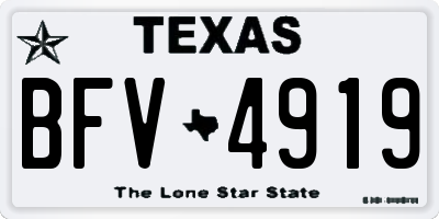 TX license plate BFV4919