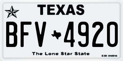 TX license plate BFV4920