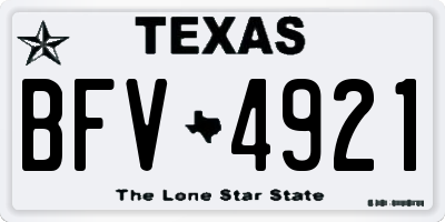 TX license plate BFV4921