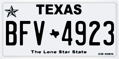 TX license plate BFV4923