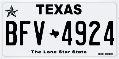 TX license plate BFV4924