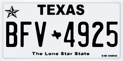 TX license plate BFV4925