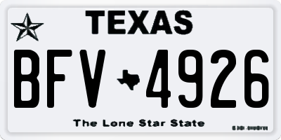 TX license plate BFV4926