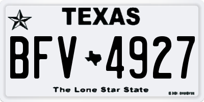 TX license plate BFV4927