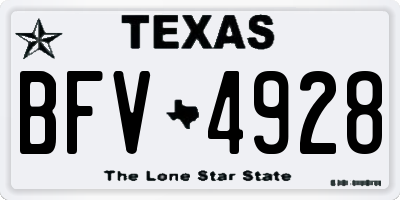 TX license plate BFV4928