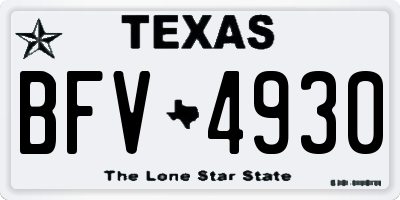 TX license plate BFV4930