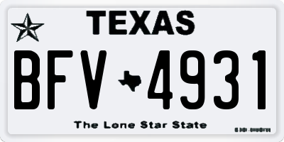 TX license plate BFV4931