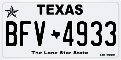 TX license plate BFV4933