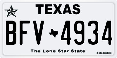 TX license plate BFV4934