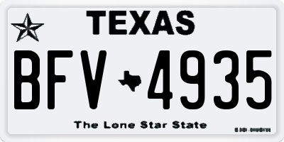 TX license plate BFV4935
