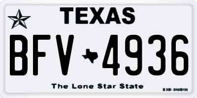 TX license plate BFV4936