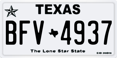 TX license plate BFV4937