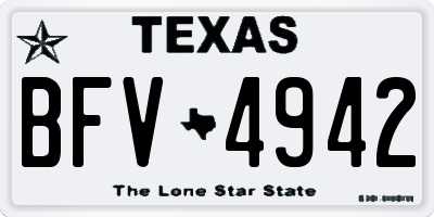 TX license plate BFV4942