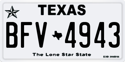 TX license plate BFV4943