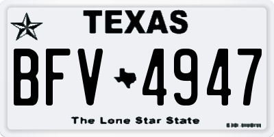 TX license plate BFV4947