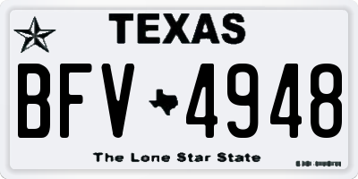 TX license plate BFV4948