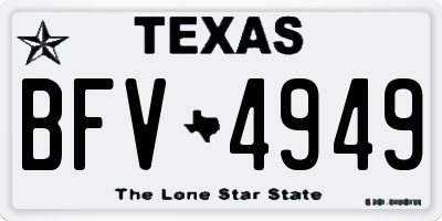 TX license plate BFV4949