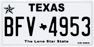 TX license plate BFV4953
