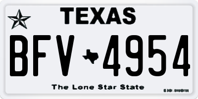 TX license plate BFV4954