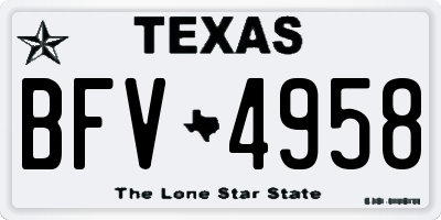 TX license plate BFV4958