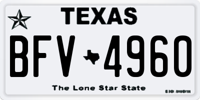 TX license plate BFV4960