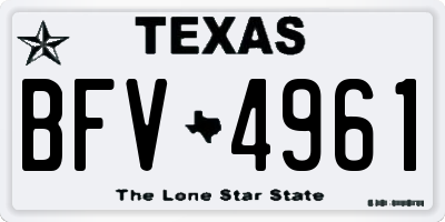 TX license plate BFV4961