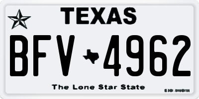 TX license plate BFV4962