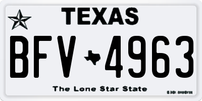 TX license plate BFV4963