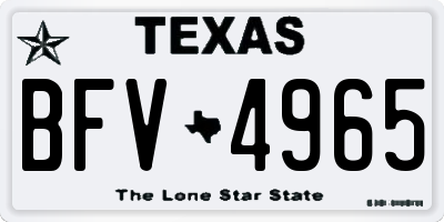 TX license plate BFV4965