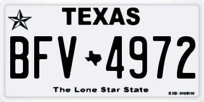 TX license plate BFV4972