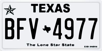 TX license plate BFV4977