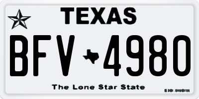 TX license plate BFV4980