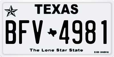 TX license plate BFV4981