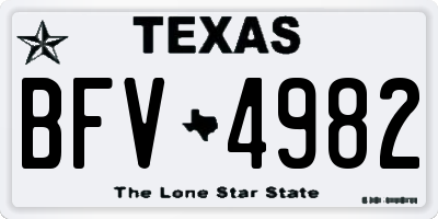 TX license plate BFV4982