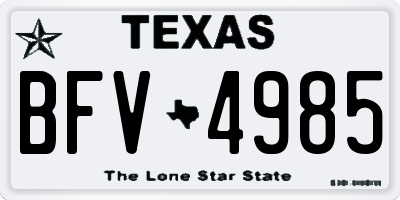 TX license plate BFV4985