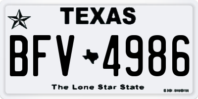 TX license plate BFV4986