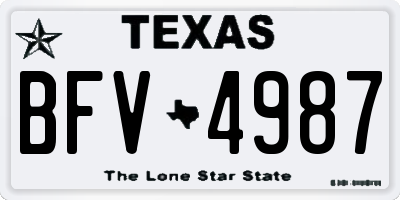 TX license plate BFV4987