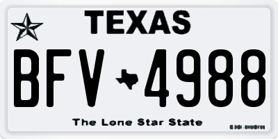 TX license plate BFV4988