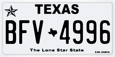 TX license plate BFV4996